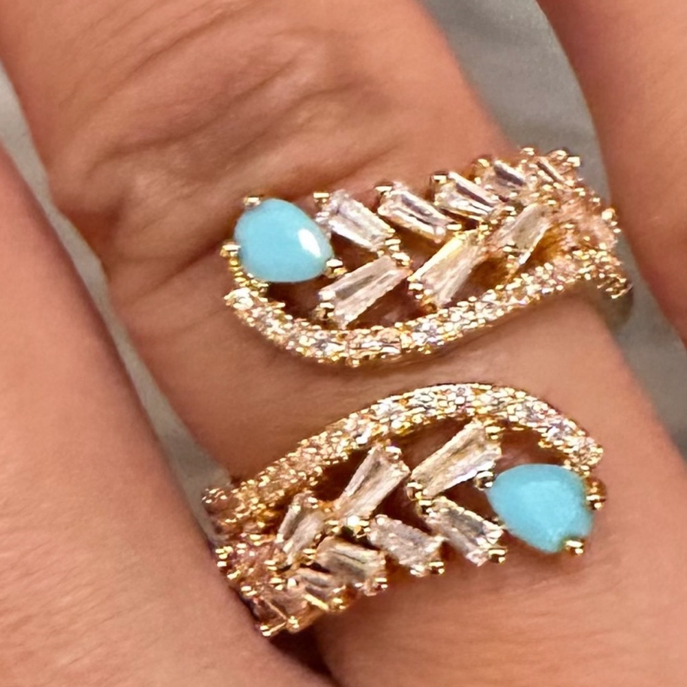 Gold and Turquoise Statement Ring